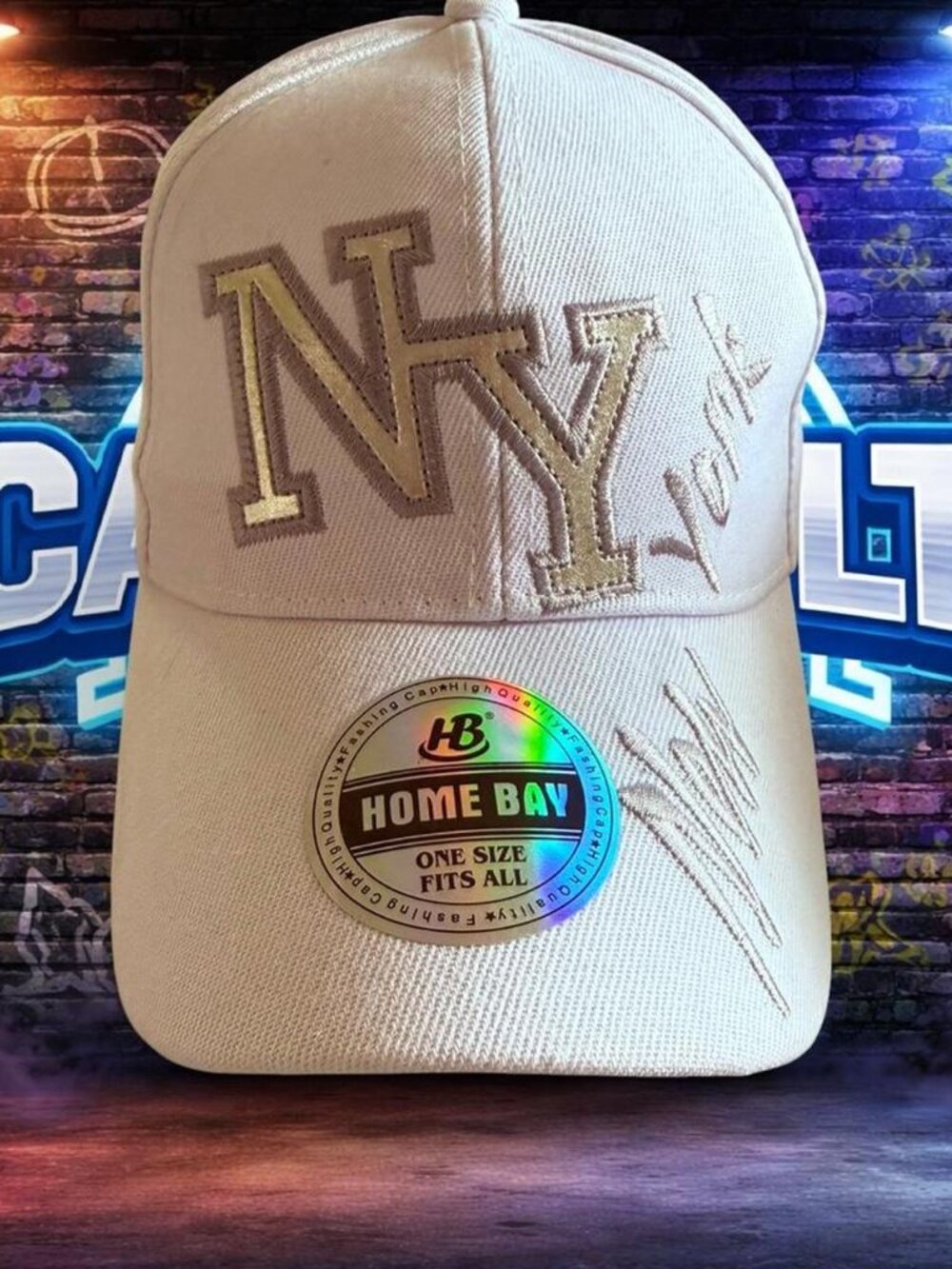 NEW YORK CAP, UNISEX, ONE SIZE, WHITE, NWT